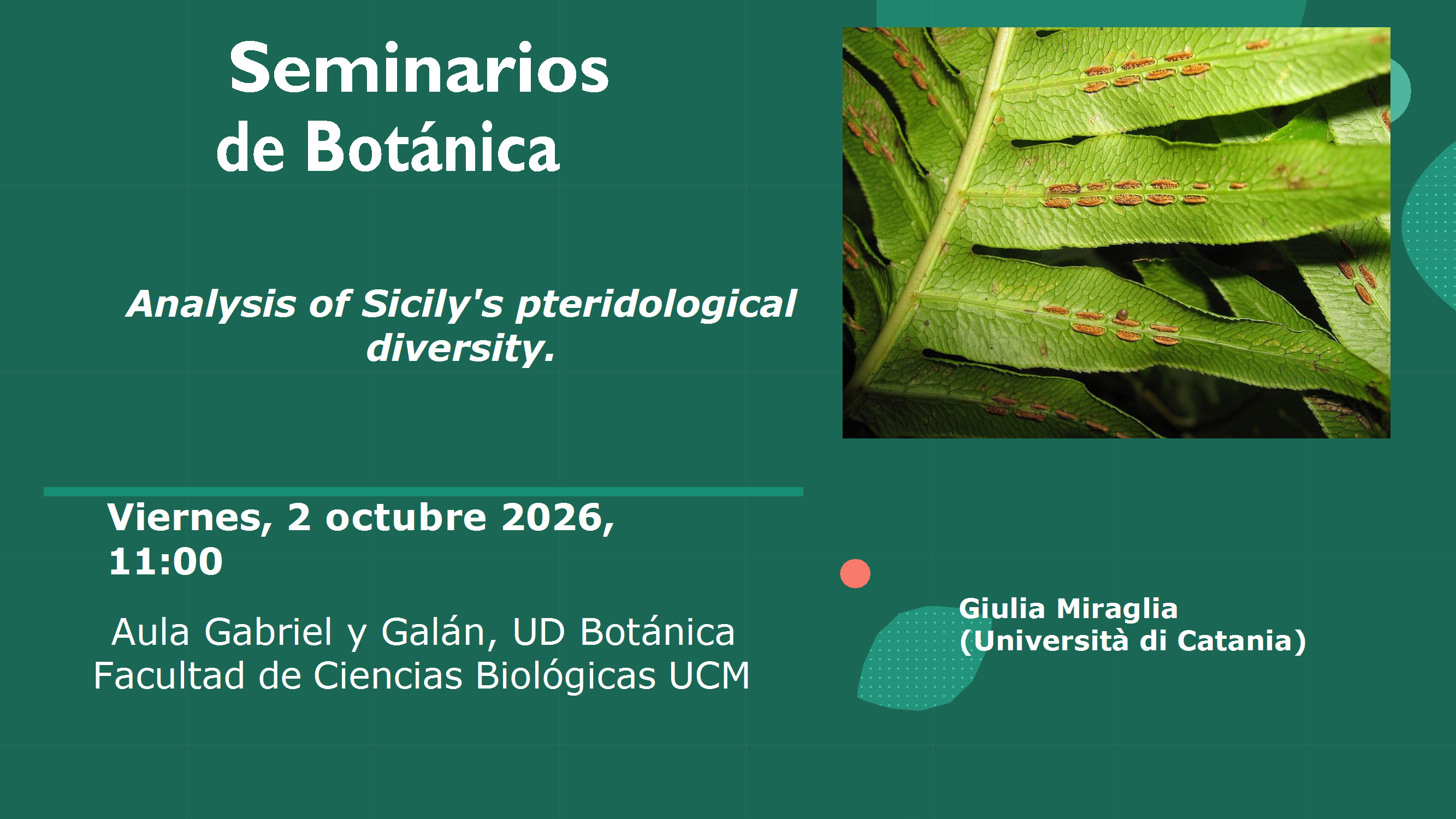 Seminarios de la Unidad Docente de Botánica."Análisis de la diversidad pteridológica de Sicilia"